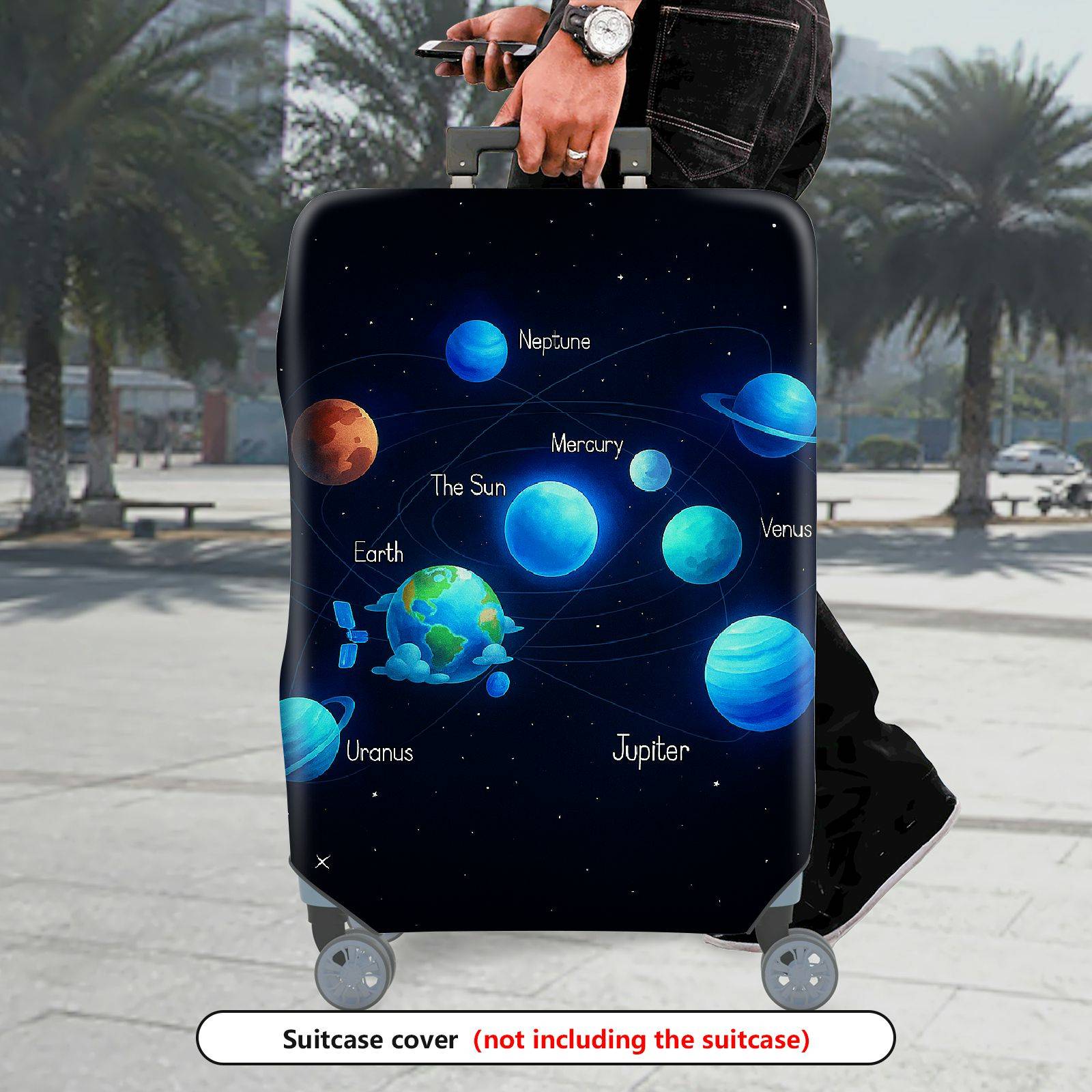 1-Piece Solar System Universe Planet Galaxy Astronomical Space  Suitcase Luggage Cover, Stretch Protective Sleeve