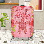 1-Piece Aloha Turtle Floral Pink Tropical  Suitcase Luggage Cover, Stretch Protective Sleeve