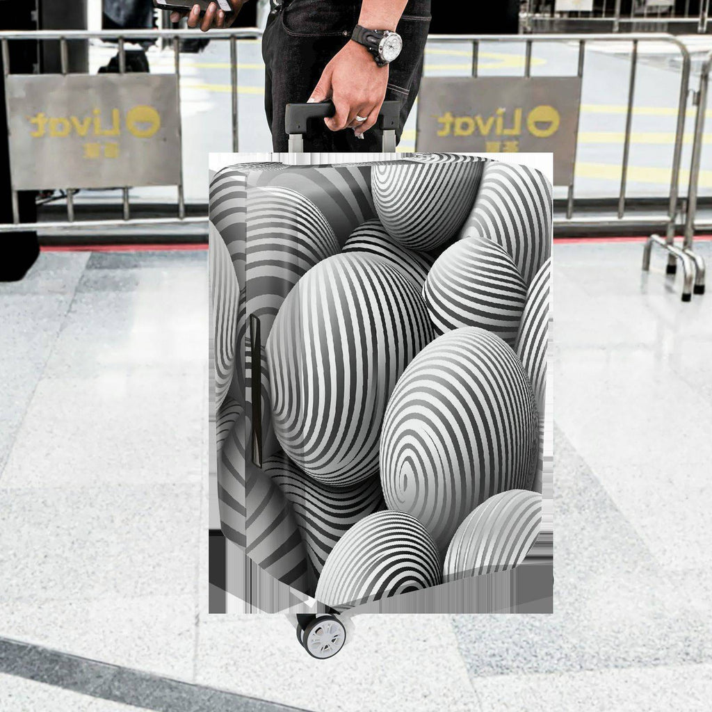1-Piece Monochrome Striped Abstract Geometric Illusion Artistic  Suitcase Luggage Cover, Stretch Protective Sleeve