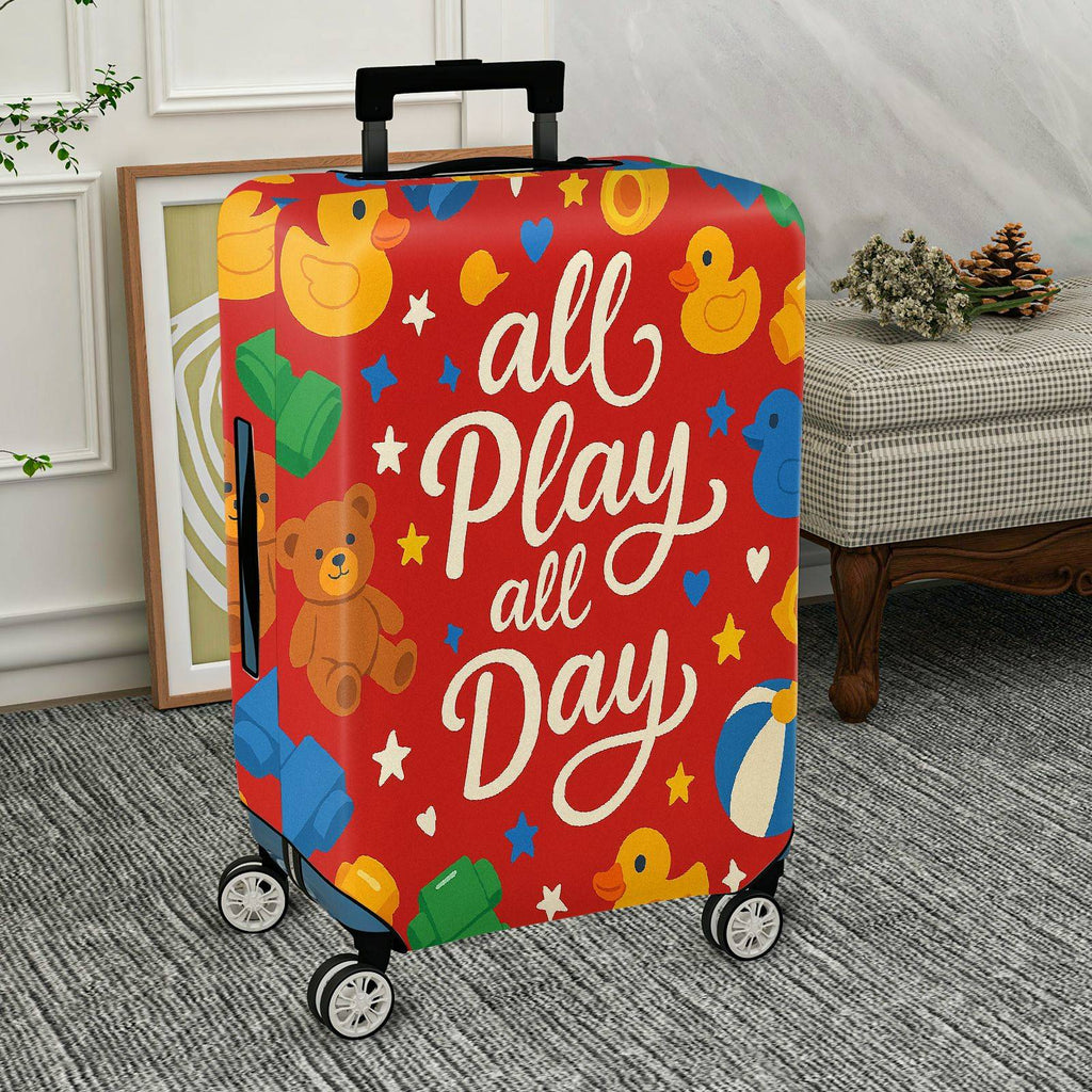 1-Piece All Play Day Teddy Duck Star Heart  Suitcase Luggage Cover, Stretch Protective Sleeve