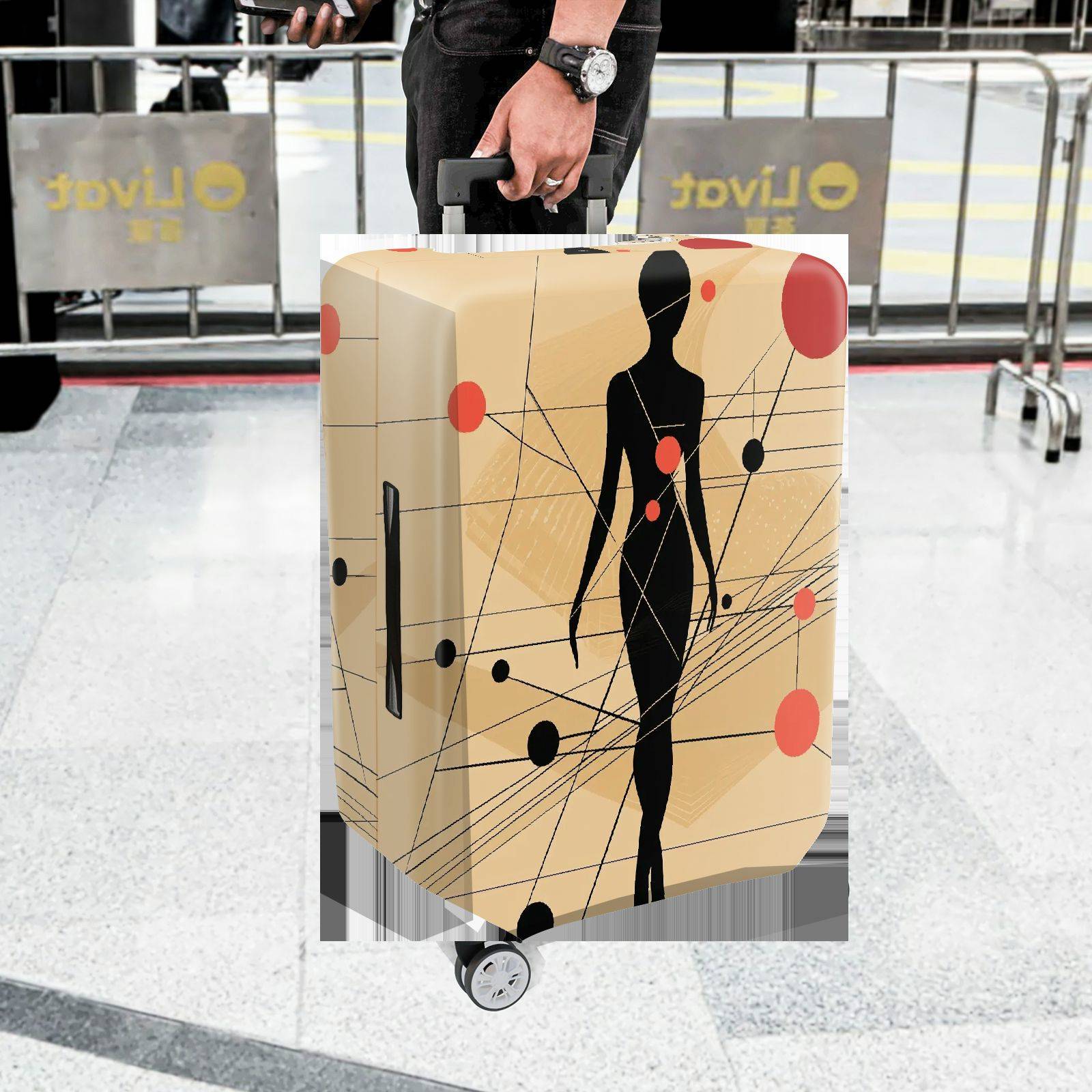 1-Piece Abstract Silhouette Geometric Pattern Modern Stylish  Suitcase Luggage Cover, Stretch Protective Sleeve