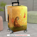 1-Piece Golden Tiger  Birds Mandala Artistic  Suitcase Luggage Cover, Stretch Protective Sleeve