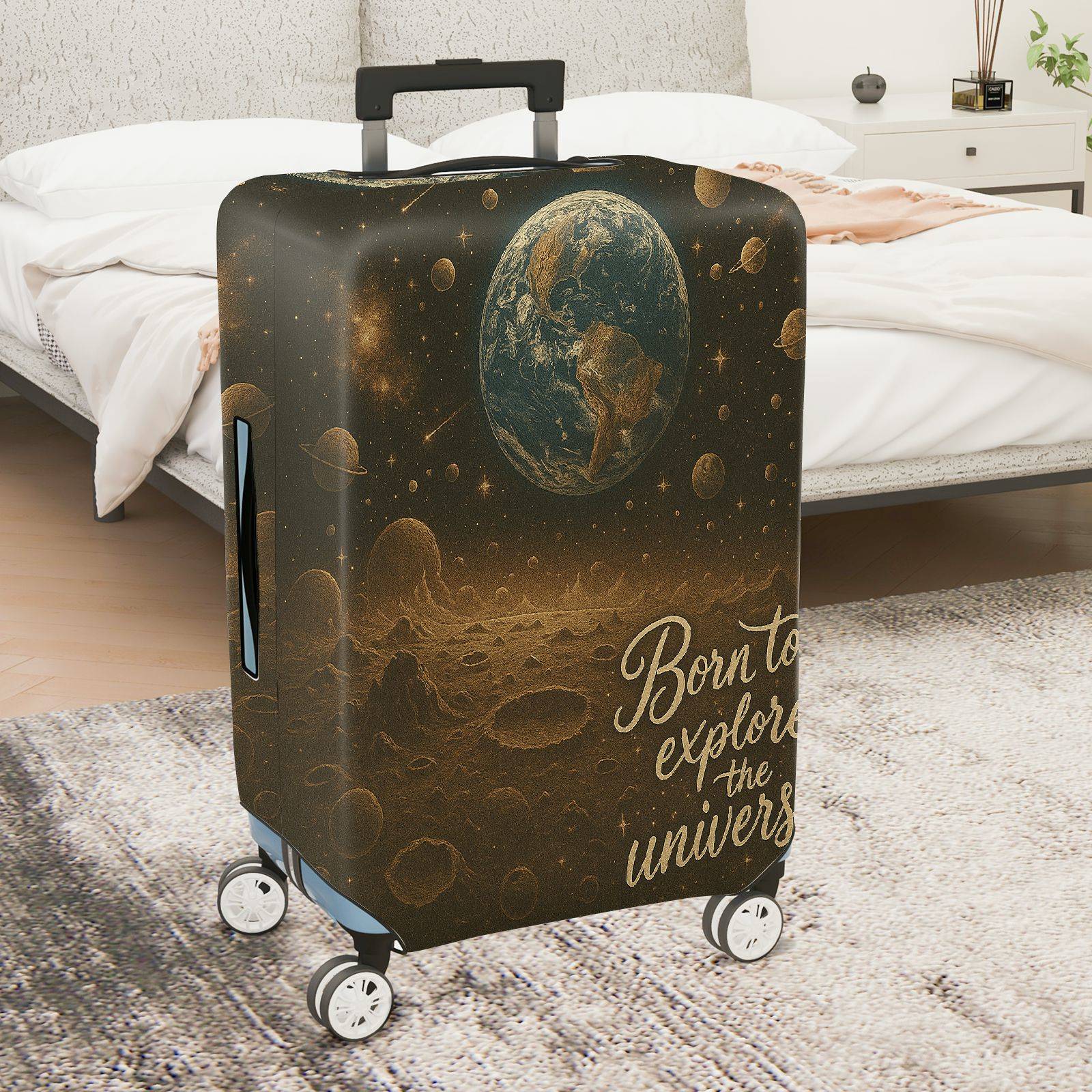 1-Piece Cosmic Space Planet Universe Explore  Suitcase Luggage Cover, Stretch Protective Sleeve