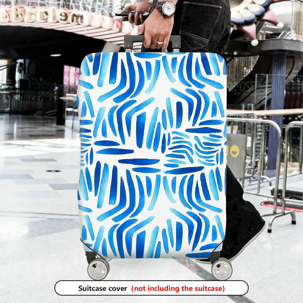 1-Piece Abstract Blue Watercolor Brushstroke Pattern  Suitcase Luggage Cover, Stretch Protective Sleeve