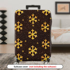 1-Piece Gold Snowflake Pattern Dark Brown Glitter Festive Holiday  Suitcase Luggage Cover, Stretch Protective Sleeve