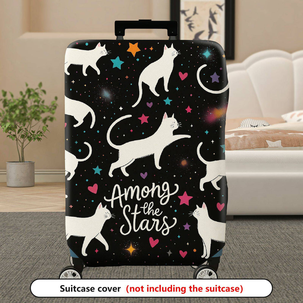 1-Piece Starry Cat Hearts Cosmic Whimsical  Suitcase Luggage Cover, Stretch Protective Sleeve