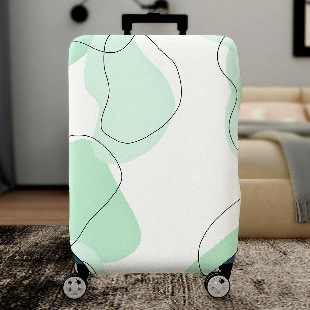 1-Piece Abstract Modern Minimalist Green Line Art  Suitcase Luggage Cover, Stretch Protective Sleeve