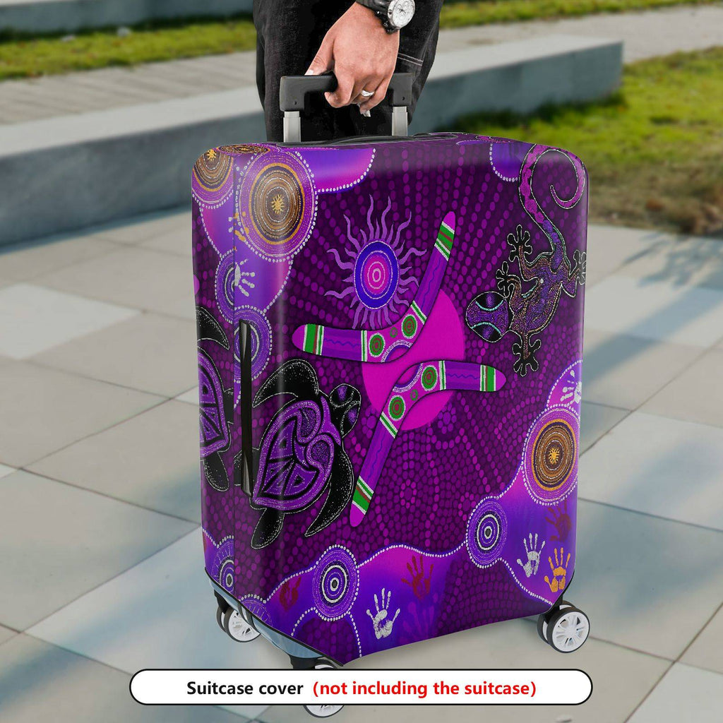 1-Piece Abstract Tribal Animal Boomerang Geometric Art  Suitcase Luggage Cover, Stretch Protective Sleeve