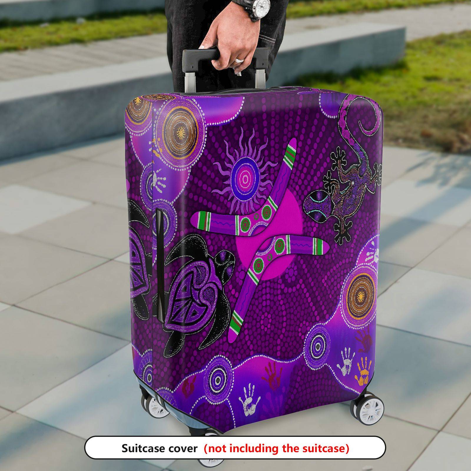 1-Piece Abstract Tribal Animal Boomerang Geometric Art  Suitcase Luggage Cover, Stretch Protective Sleeve