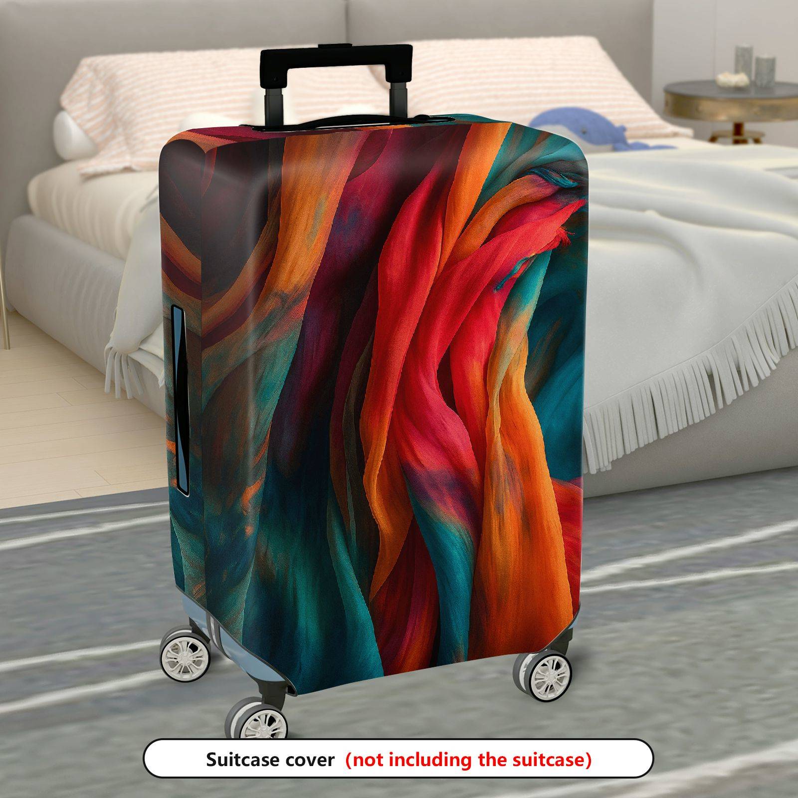 1-Piece Colorful Rainbow Abstract Artistic Vibrant Dynamic  Suitcase Luggage Cover, Stretch Protective Sleeve