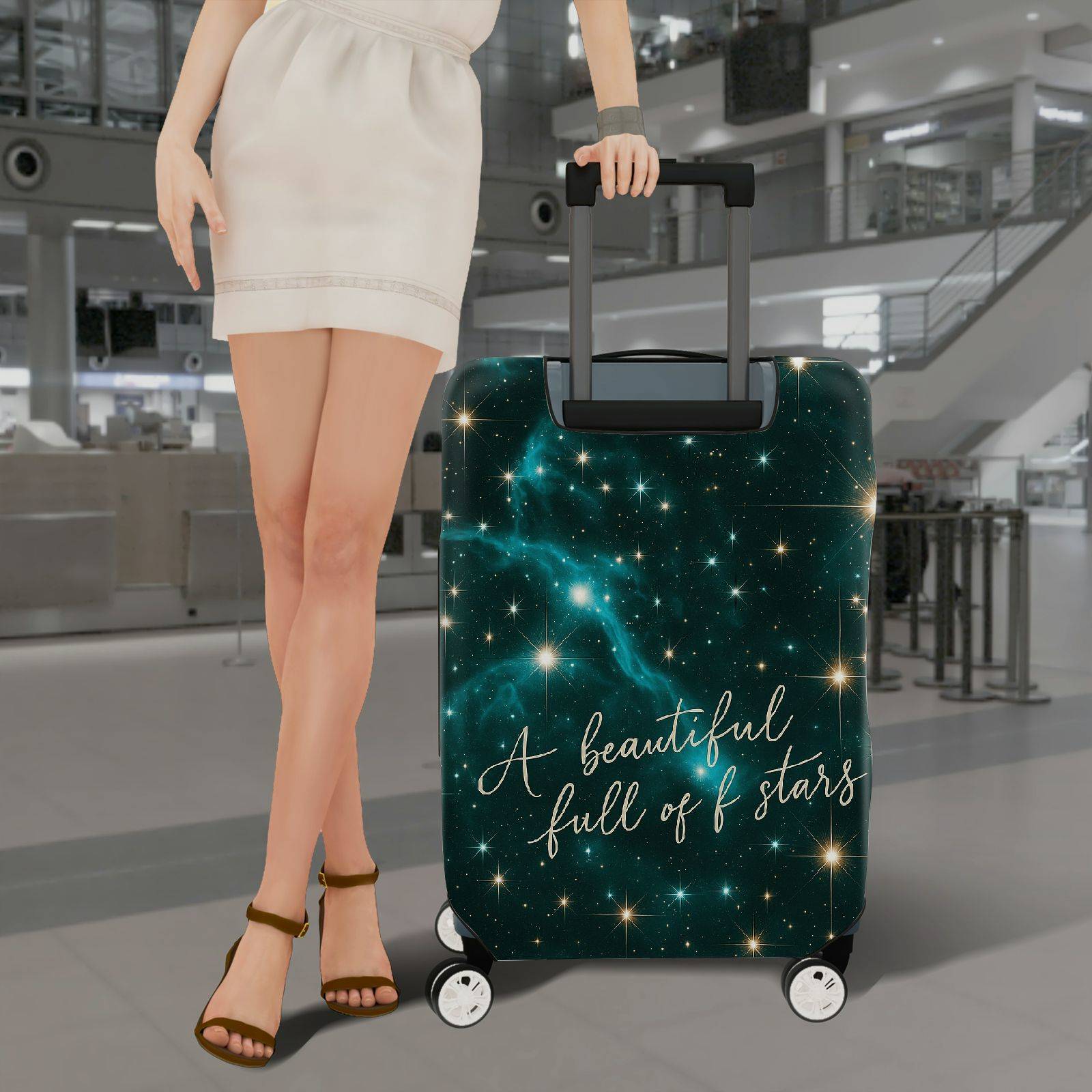1-Piece Starry Galaxy Astral Cosmic Celestial Night  Suitcase Luggage Cover, Stretch Protective Sleeve