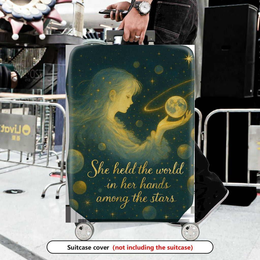 1-Piece Cosmic Starry Dream Girl Universe Art Astral  Suitcase Luggage Cover, Stretch Protective Sleeve