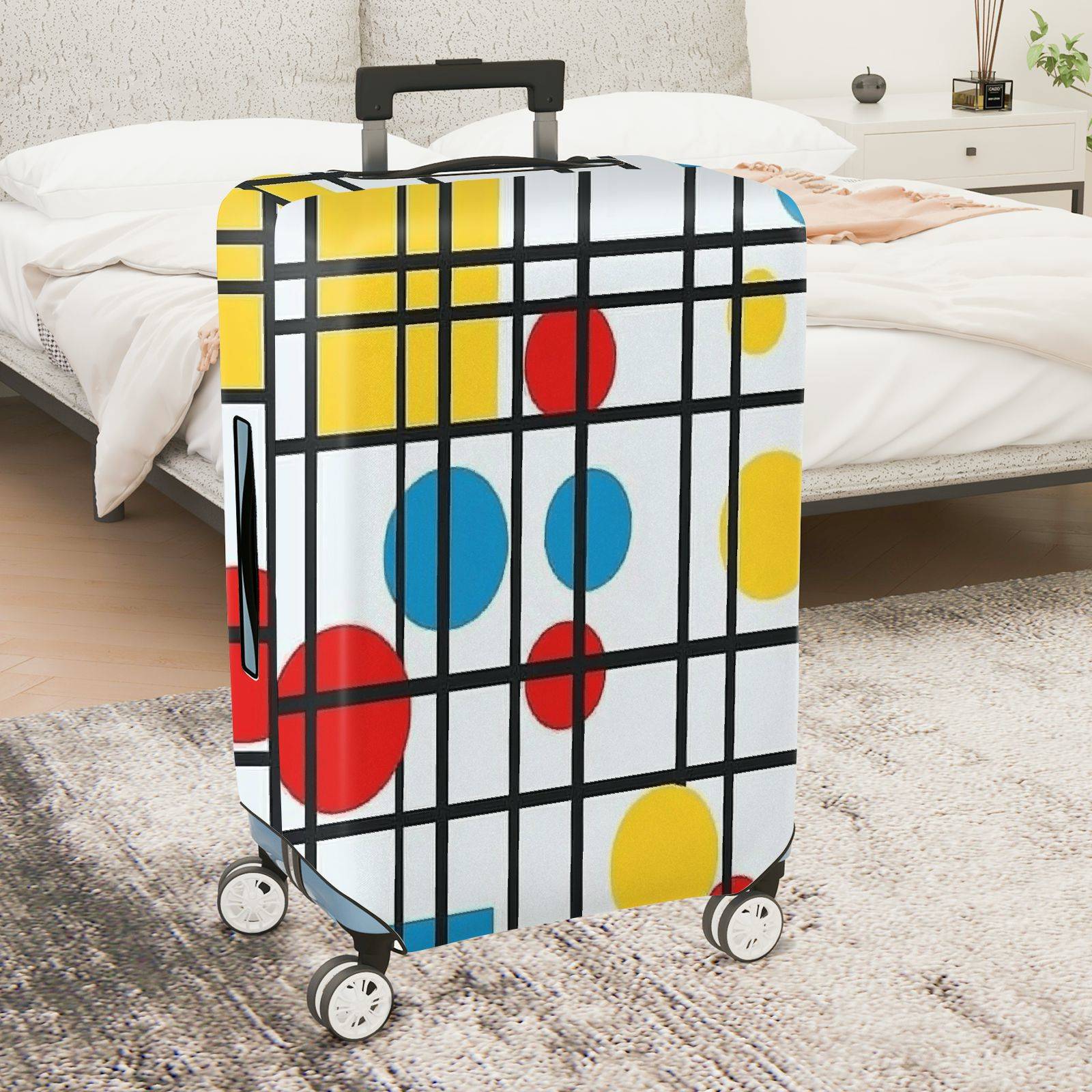1-Piece Modern Abstract Geometric Colorful Artistic Stylish  Suitcase Luggage Cover, Stretch Protective Sleeve