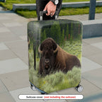1-Piece Buffalo Wildlife Landscape Nature Green Forest Travel  Suitcase Luggage Cover, Stretch Protective Sleeve
