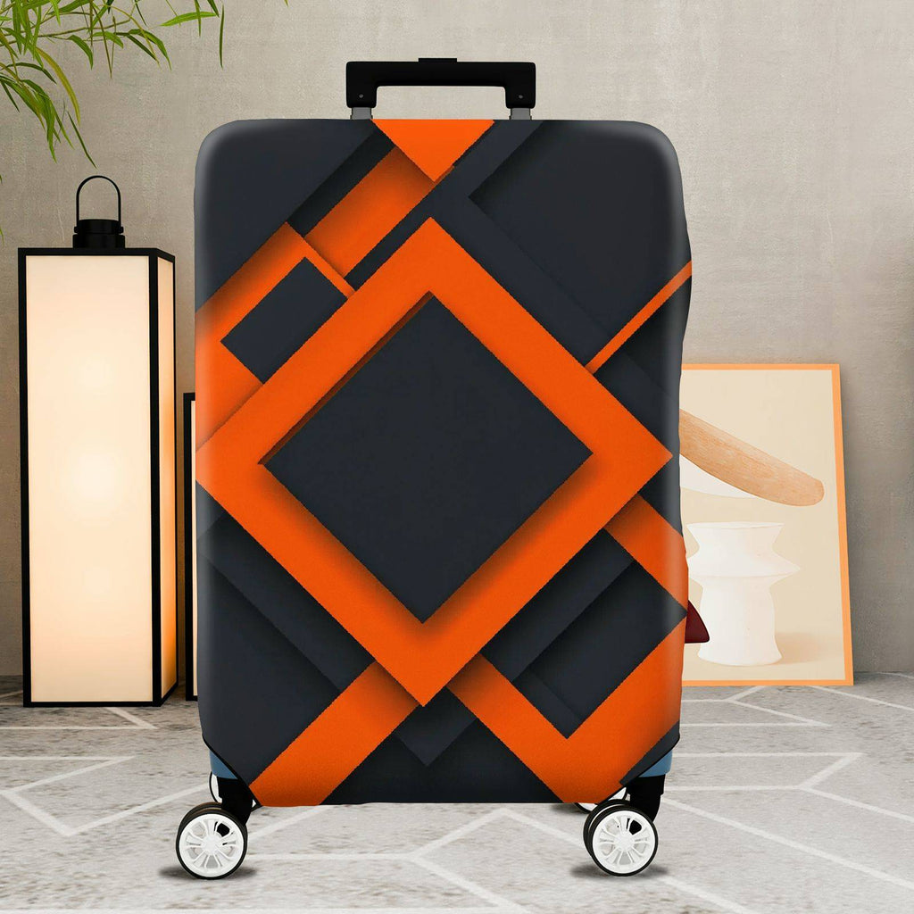 1-Piece Geometric Modern Abstract Orange Black Minimalist Artistic  Suitcase Luggage Cover, Stretch Protective Sleeve