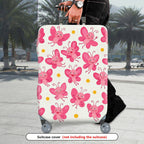 1-Piece Pink Butterfly Flower Travel Luggage  Suitcase Luggage Cover, Stretch Protective Sleeve
