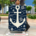 1-Piece Anchor Nautical Rope Sea Sailor Travel  Suitcase Luggage Cover, Stretch Protective Sleeve