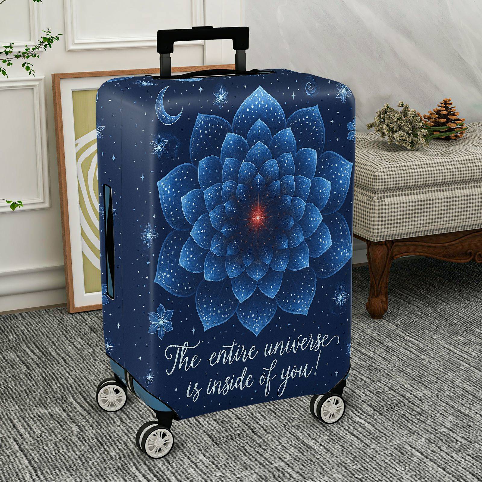 1-Piece Cosmic Mandala Galaxy Star Universe  Suitcase Luggage Cover, Stretch Protective Sleeve
