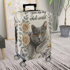 1-Piece Floral Cat Rose Butterfly Artistic  Suitcase Luggage Cover, Stretch Protective Sleeve