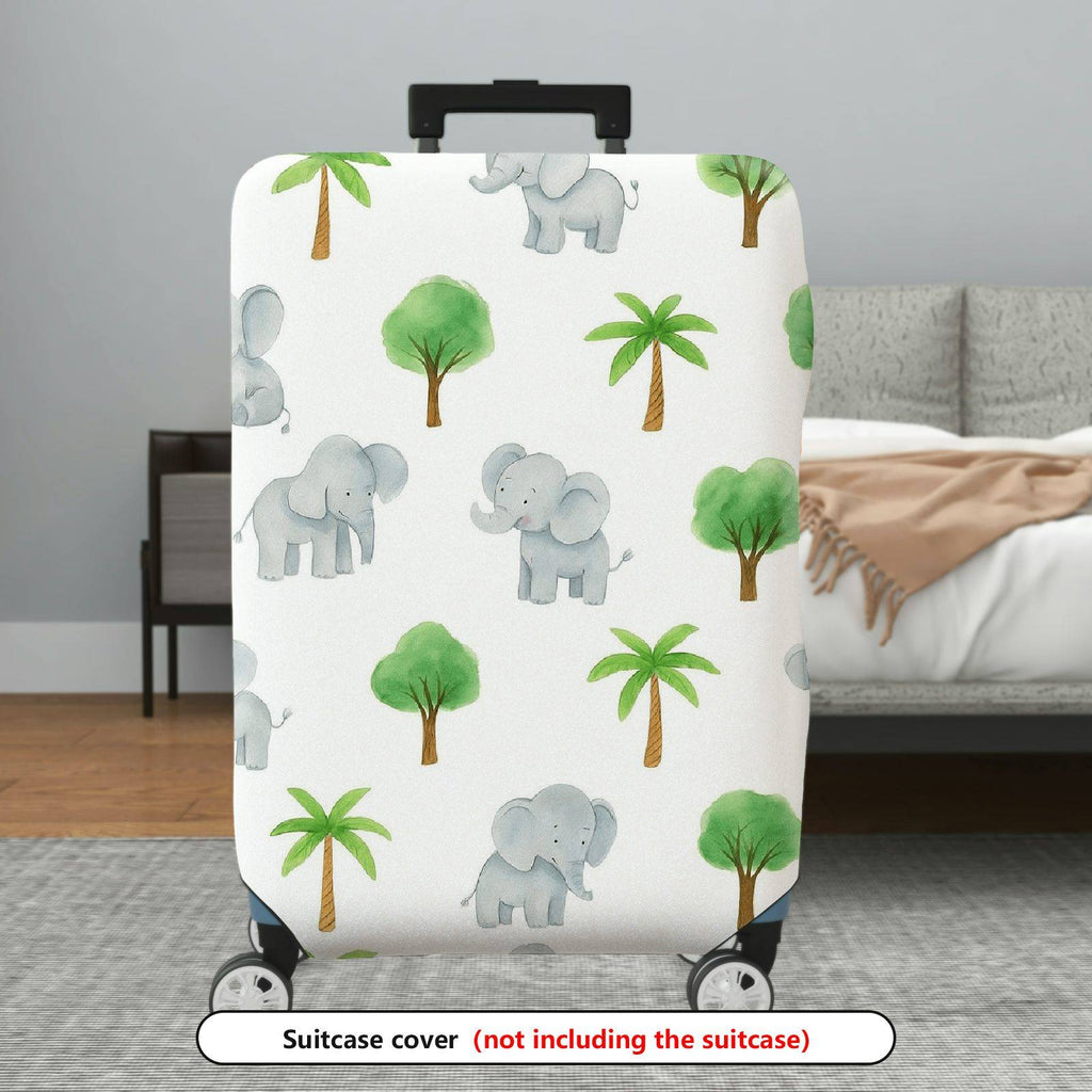 1-Piece Cute Elephant  Tree Plant Jungle  Suitcase Luggage Cover, Stretch Protective Sleeve