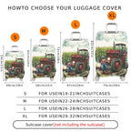 1-Piece Rustic Farm Tractor Countryside Landscape Harvest  Suitcase Luggage Cover, Stretch Protective Sleeve