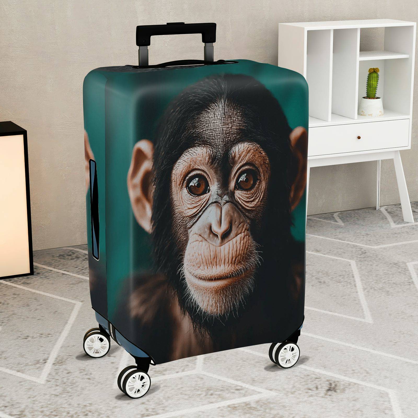 1-Piece Animal Jungle Face Ears Unique Creative  Suitcase Luggage Cover, Stretch Protective Sleeve