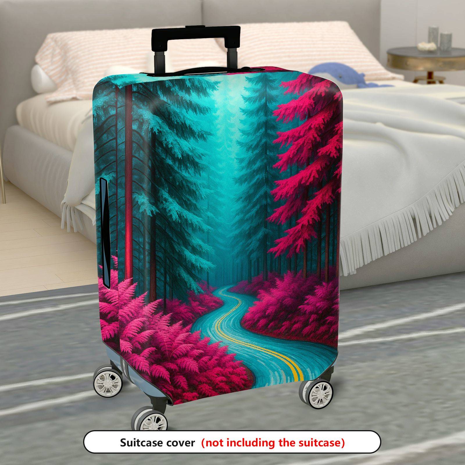 1-Piece Forest Path Vibrant Colors Nature Scenic Landscape  Suitcase Luggage Cover, Stretch Protective Sleeve