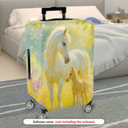 1-Piece Horse Nature Pastoral Floral Artistic  Suitcase Luggage Cover, Stretch Protective Sleeve