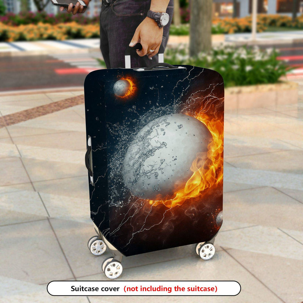 1-Piece Fire Water Cosmic Planet Explosion  Suitcase Luggage Cover, Stretch Protective Sleeve