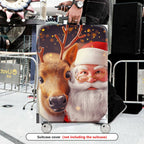 1-Piece Reindeer Santa Claus Christmas Holiday Festive  Suitcase Luggage Cover, Stretch Protective Sleeve