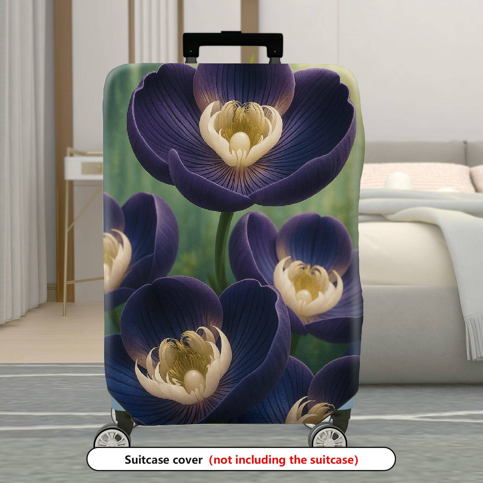 1-Piece Purple Floral Nature Elegant Artistic Beautiful Botanical  Suitcase Luggage Cover, Stretch Protective Sleeve