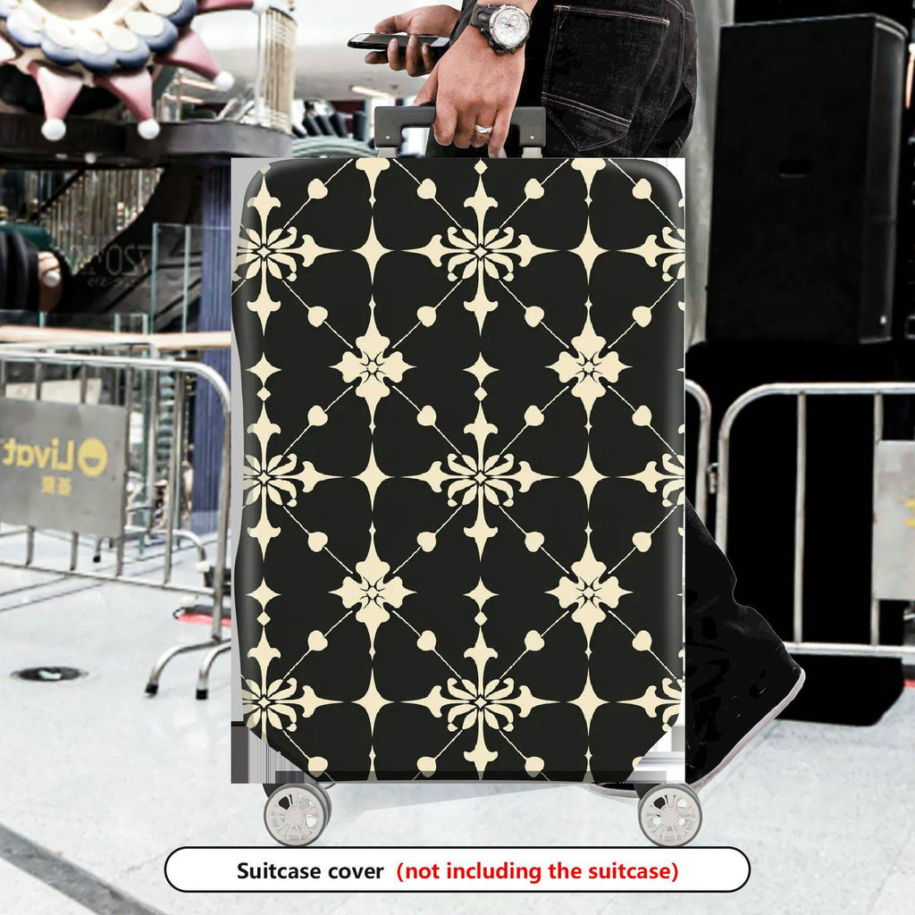 1-Piece Elegant Floral Pattern Black Beige Geometric Art Style  Suitcase Luggage Cover, Stretch Protective Sleeve