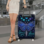 1-Piece Butterfly Heart Starry Blue Love Cosmic  Suitcase Luggage Cover, Stretch Protective Sleeve