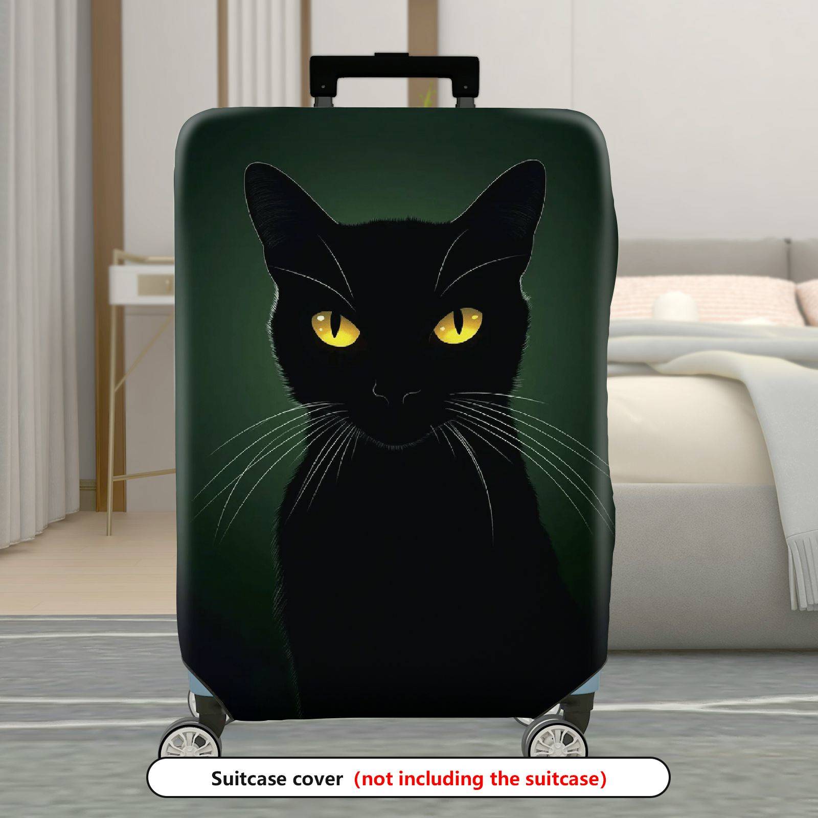 1-Piece Black Cat Pattern Mysterious Minimalist Artistic Luggage  Suitcase Luggage Cover, Stretch Protective Sleeve