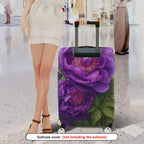 1-Piece Purple Peony Floral Artistic Decorative  Suitcase Luggage Cover, Stretch Protective Sleeve