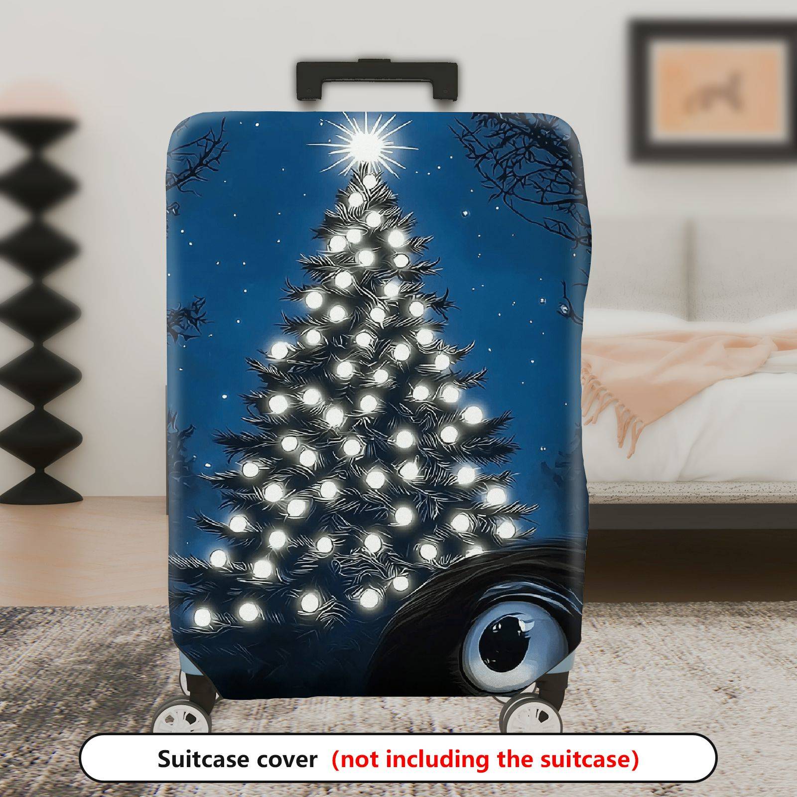 1-Piece Starry Night Christmas Tree Lights Winter Holiday Festive  Suitcase Luggage Cover, Stretch Protective Sleeve