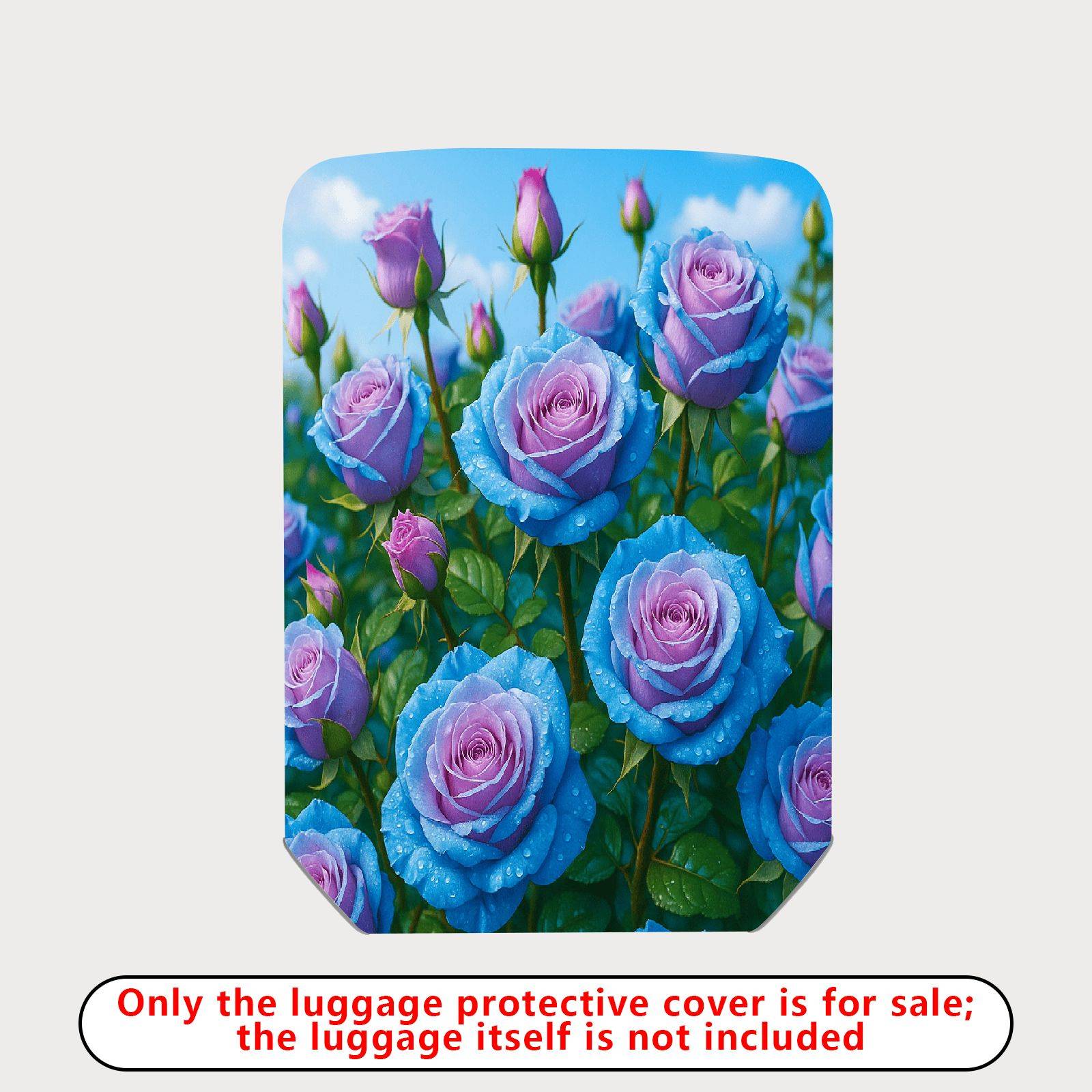 1-Piece Blue Rose Floral Nature Artistic Elegant Stylish  Suitcase Luggage Cover, Stretch Protective Sleeve