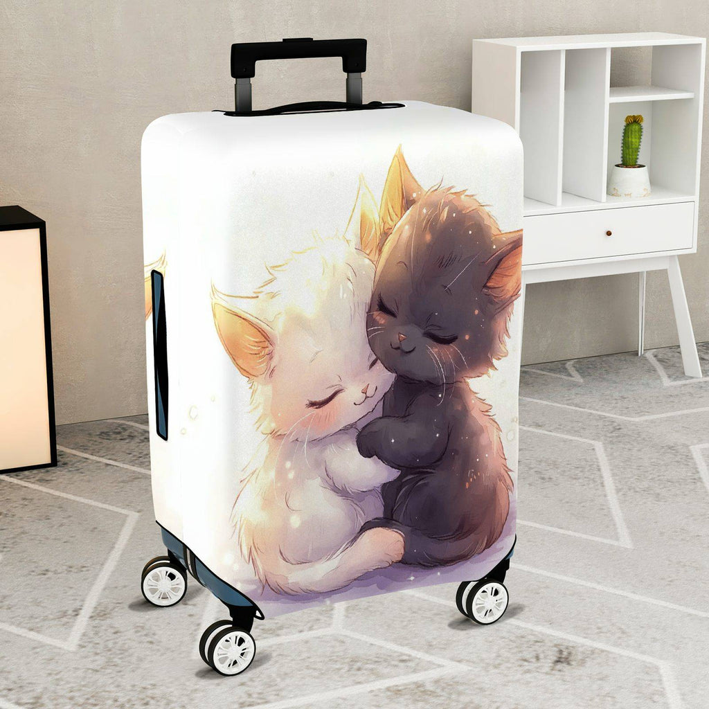 1-Piece Adorable Cat Love Hug Cuddling Cute Animal  Suitcase Luggage Cover, Stretch Protective Sleeve