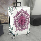 1-Piece Floral Mandala Rose Leaf Artistic Bohemian Spiritual  Suitcase Luggage Cover, Stretch Protective Sleeve
