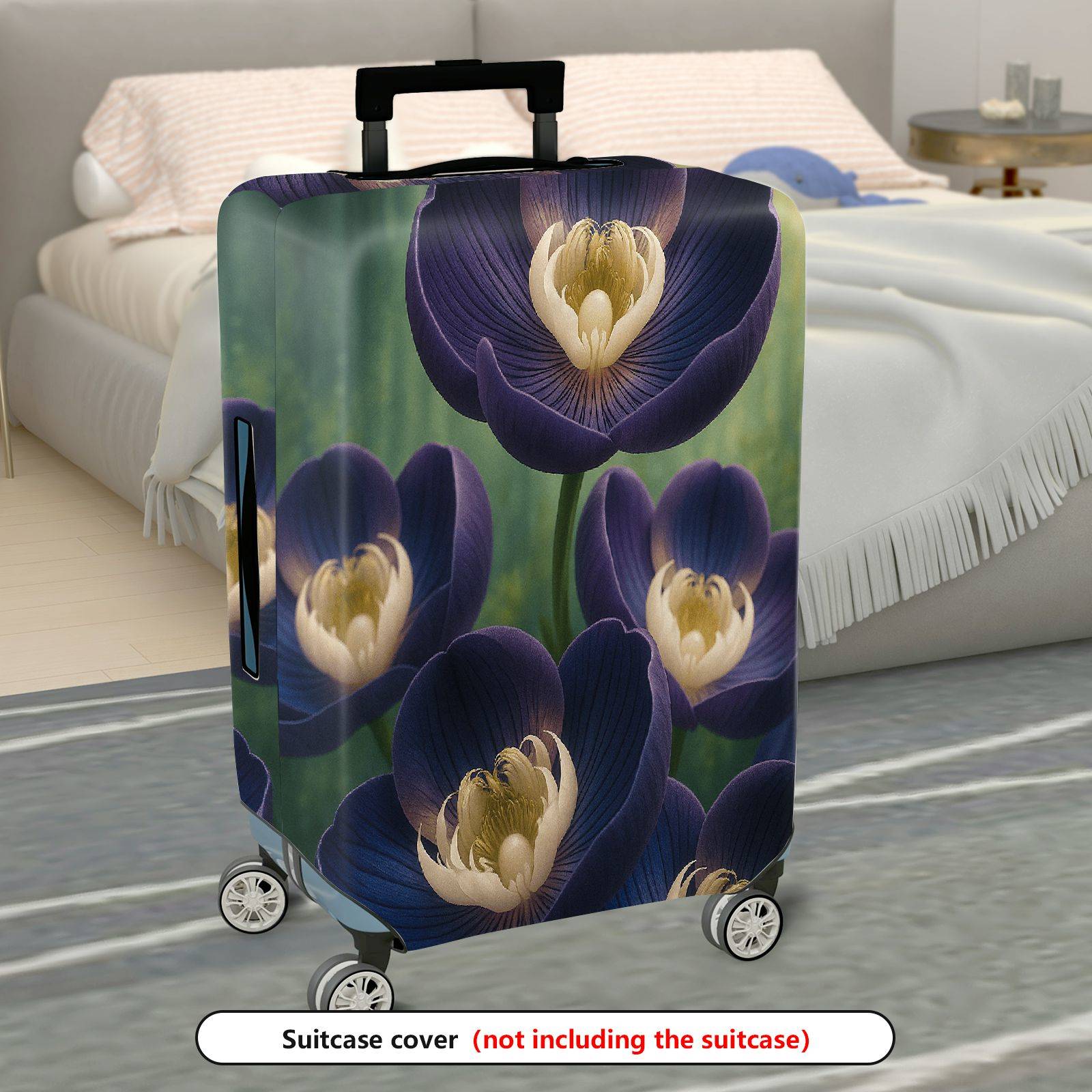 1-Piece Purple Floral Nature Elegant Artistic Beautiful Botanical  Suitcase Luggage Cover, Stretch Protective Sleeve