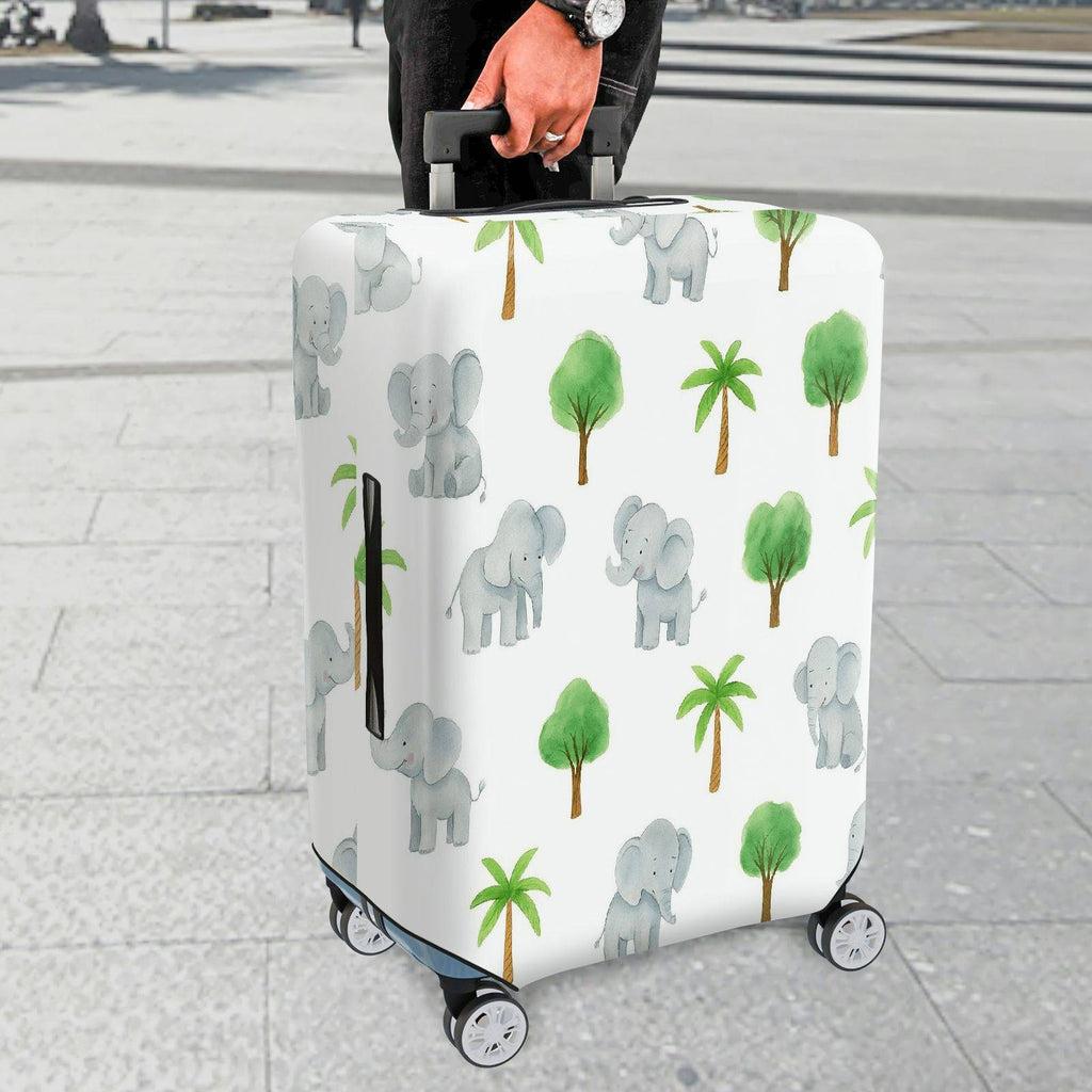1-Piece Cute Elephant  Tree Plant Jungle  Suitcase Luggage Cover, Stretch Protective Sleeve