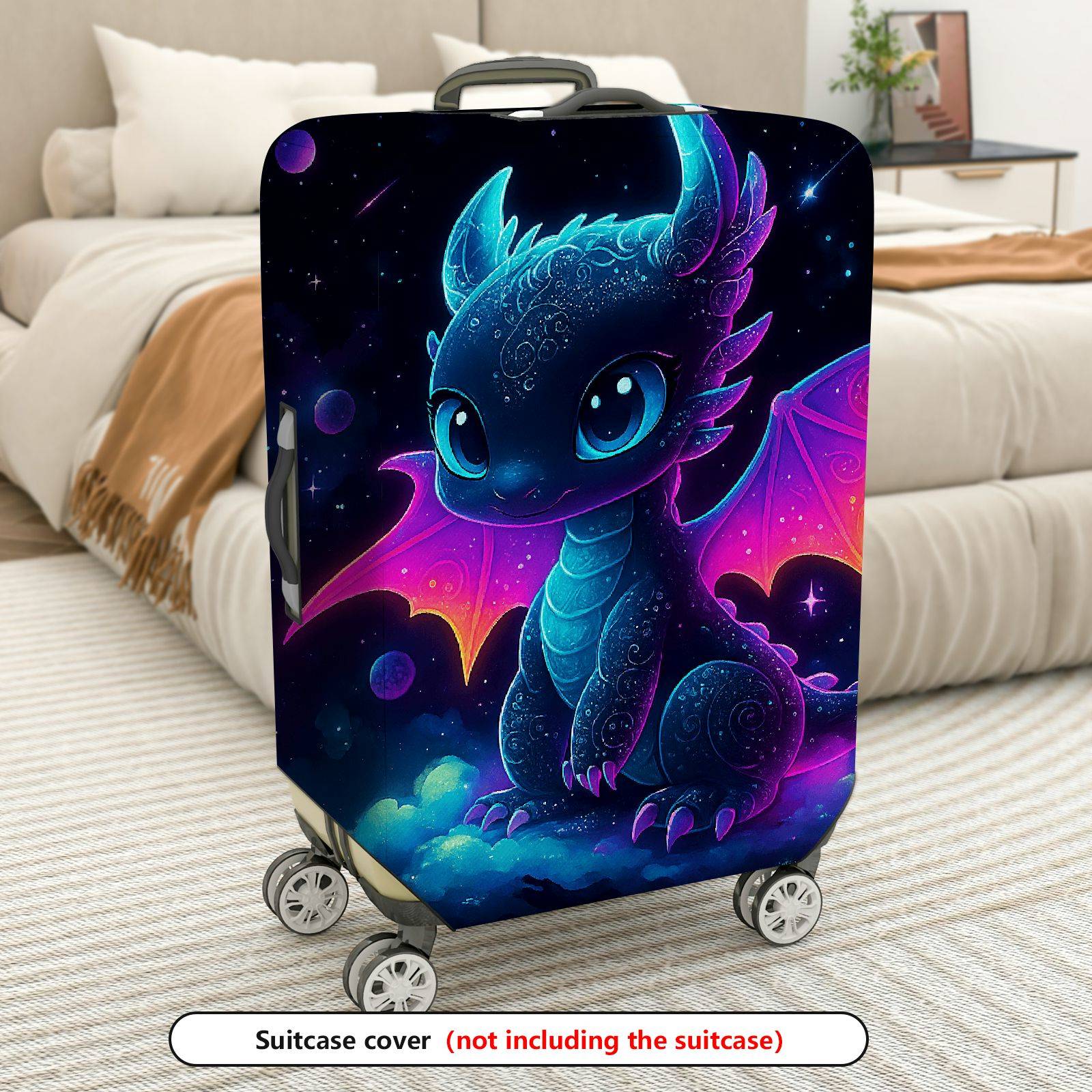 1-Piece Fantasy Dragon  Galaxy Cosmic Starry Space  Suitcase Luggage Cover, Stretch Protective Sleeve