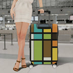 1-Piece Colorful Abstract Geometric Pattern Art  Suitcase Luggage Cover, Stretch Protective Sleeve