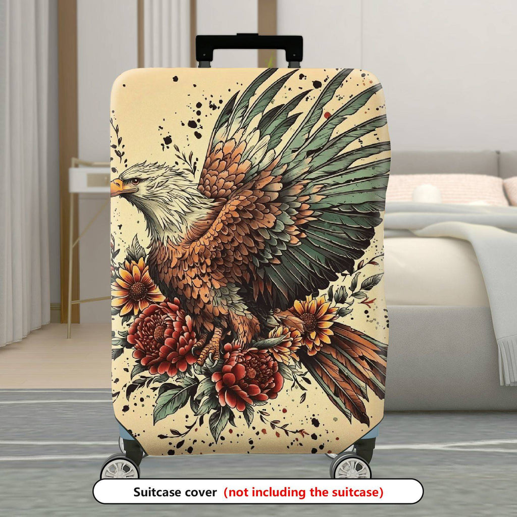 1-Piece Eagle Floral Vintage Artistic Nature Wildlife  Suitcase Luggage Cover, Stretch Protective Sleeve