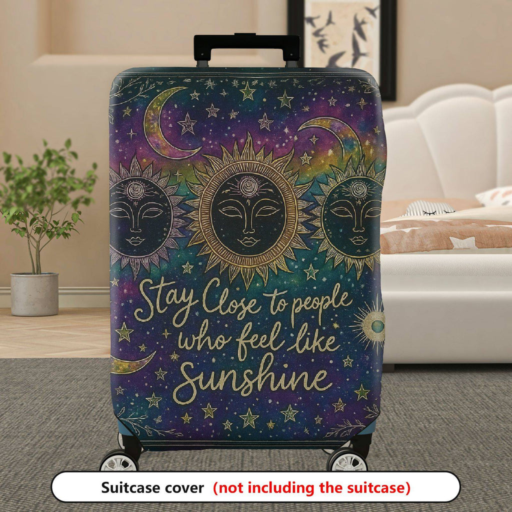 1-Piece Sun Moon Stars Galaxy Cosmic Inspirational  Suitcase Luggage Cover, Stretch Protective Sleeve