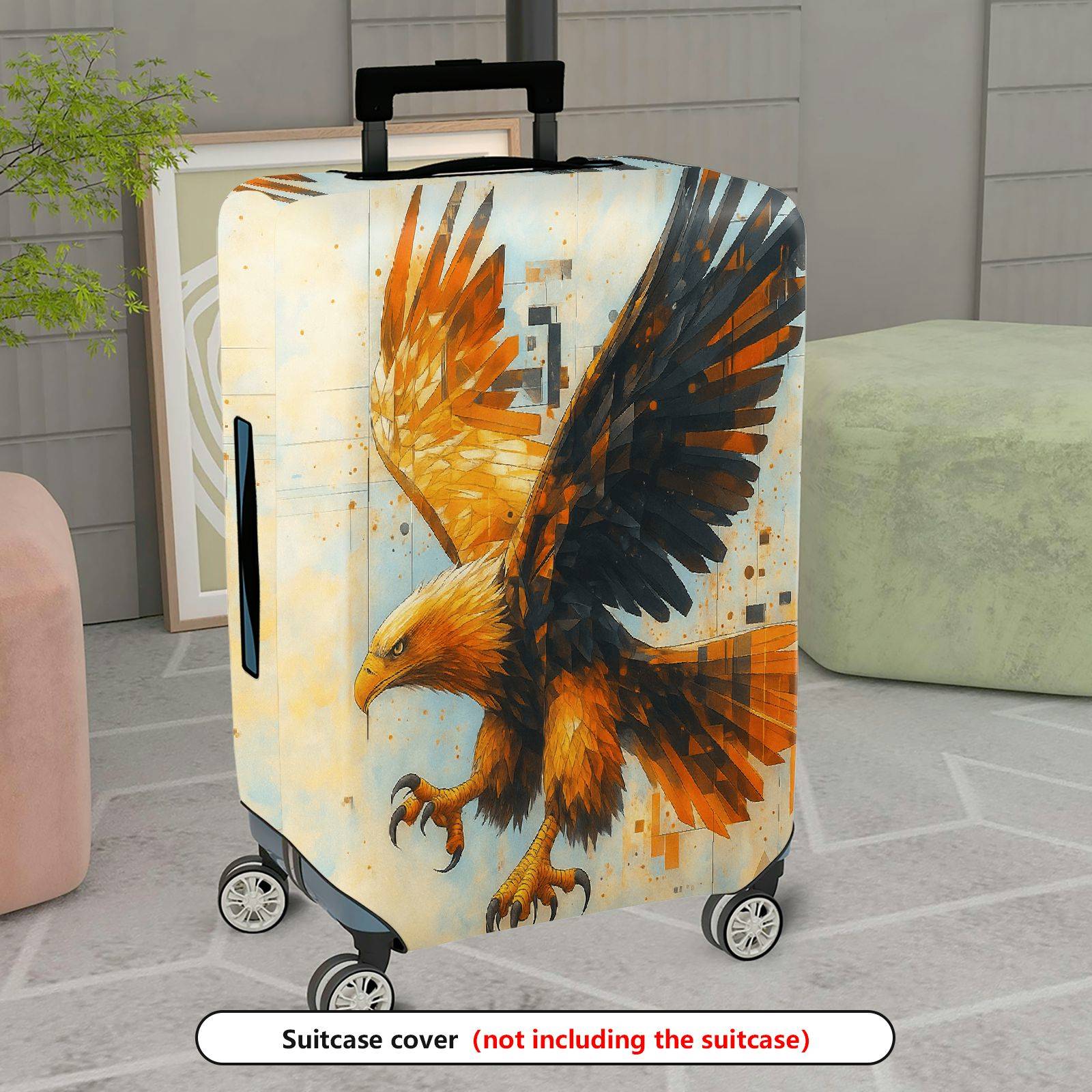 1-Piece Stylish Colorful Eagle Modern Art Geometric Travel  Suitcase Luggage Cover, Stretch Protective Sleeve