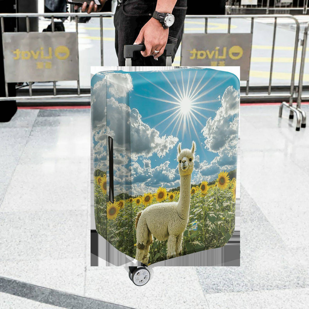 1-Piece Alpaca Sunflower Sky Cloud Nature  Suitcase Luggage Cover, Stretch Protective Sleeve