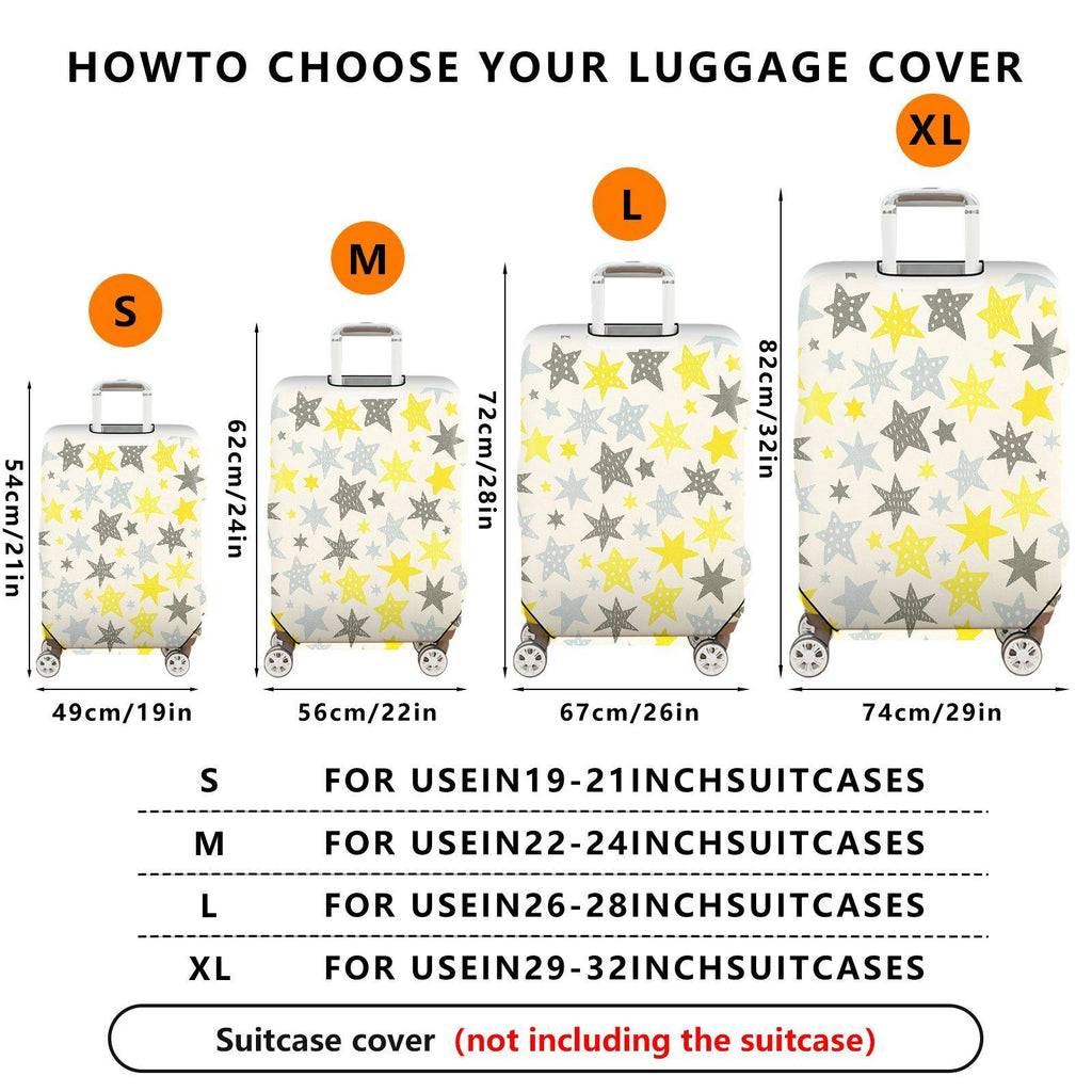 1-Piece Starry Yellow Grey White Astral Celestial Cosmic  Suitcase Luggage Cover, Stretch Protective Sleeve