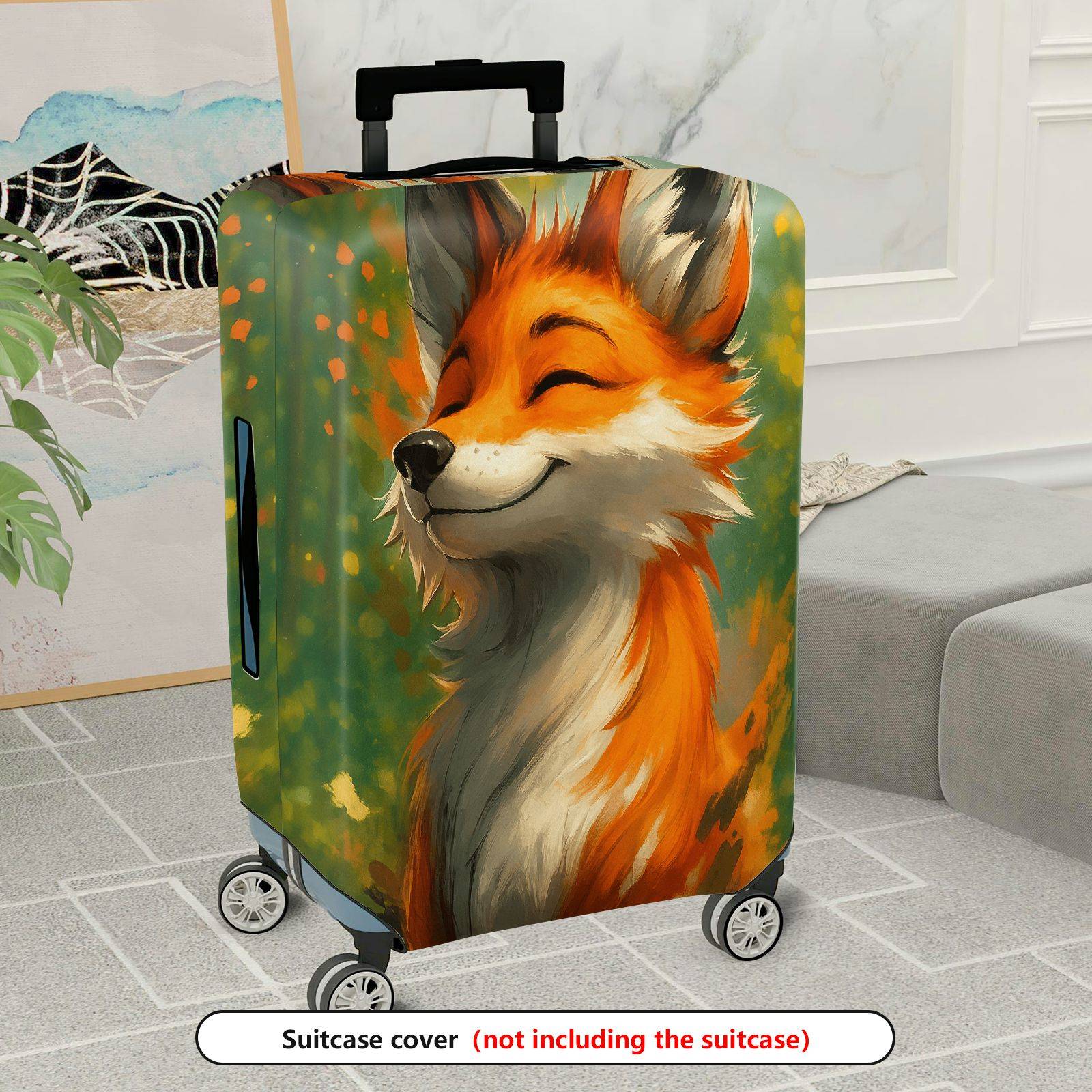 1-Piece Artistic Fox Forest Nature Woodland Animal Orange  Suitcase Luggage Cover, Stretch Protective Sleeve