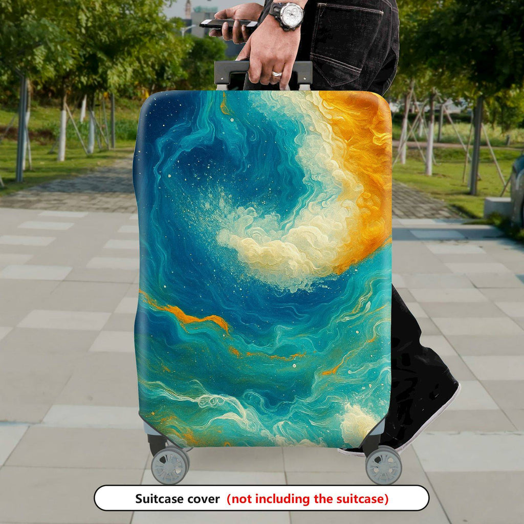 1-Piece Galaxy Wave Artistic Abstract Colorful Swirl Cosmic  Suitcase Luggage Cover, Stretch Protective Sleeve